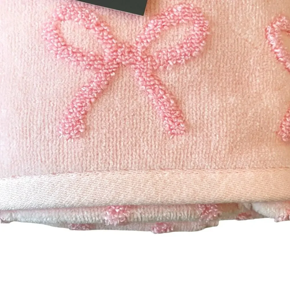 Caro Home Pink Bow Cotton Hand Towels 18x28 Set of 2